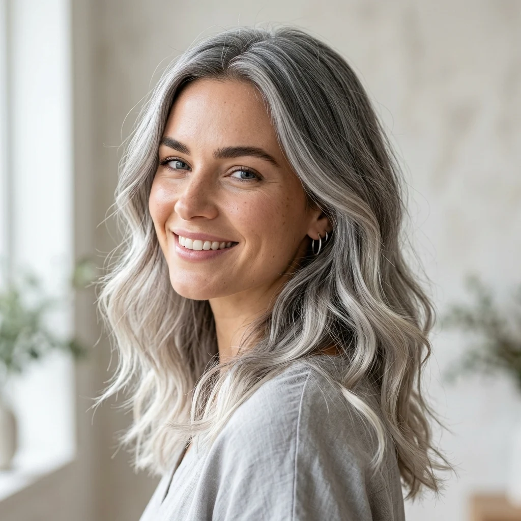 28. Gray Hair with Silver-Blonde Ends