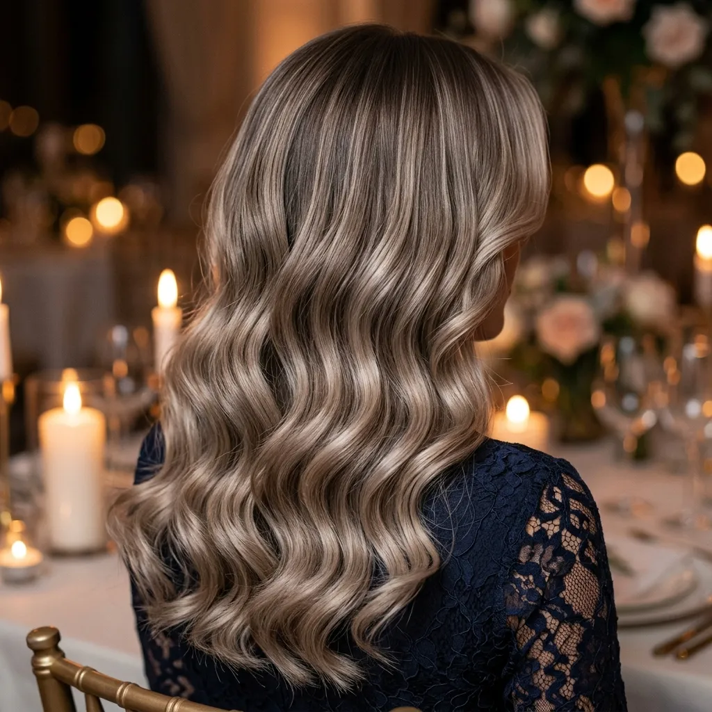 29. Ash Blonde Balayage for Special Occasion Styling