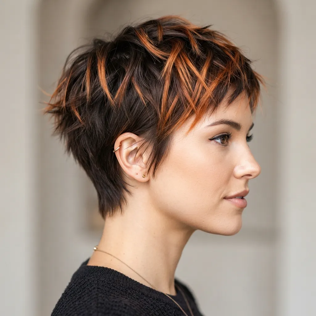 29. Copper Balayage on Pixie Crop Texture