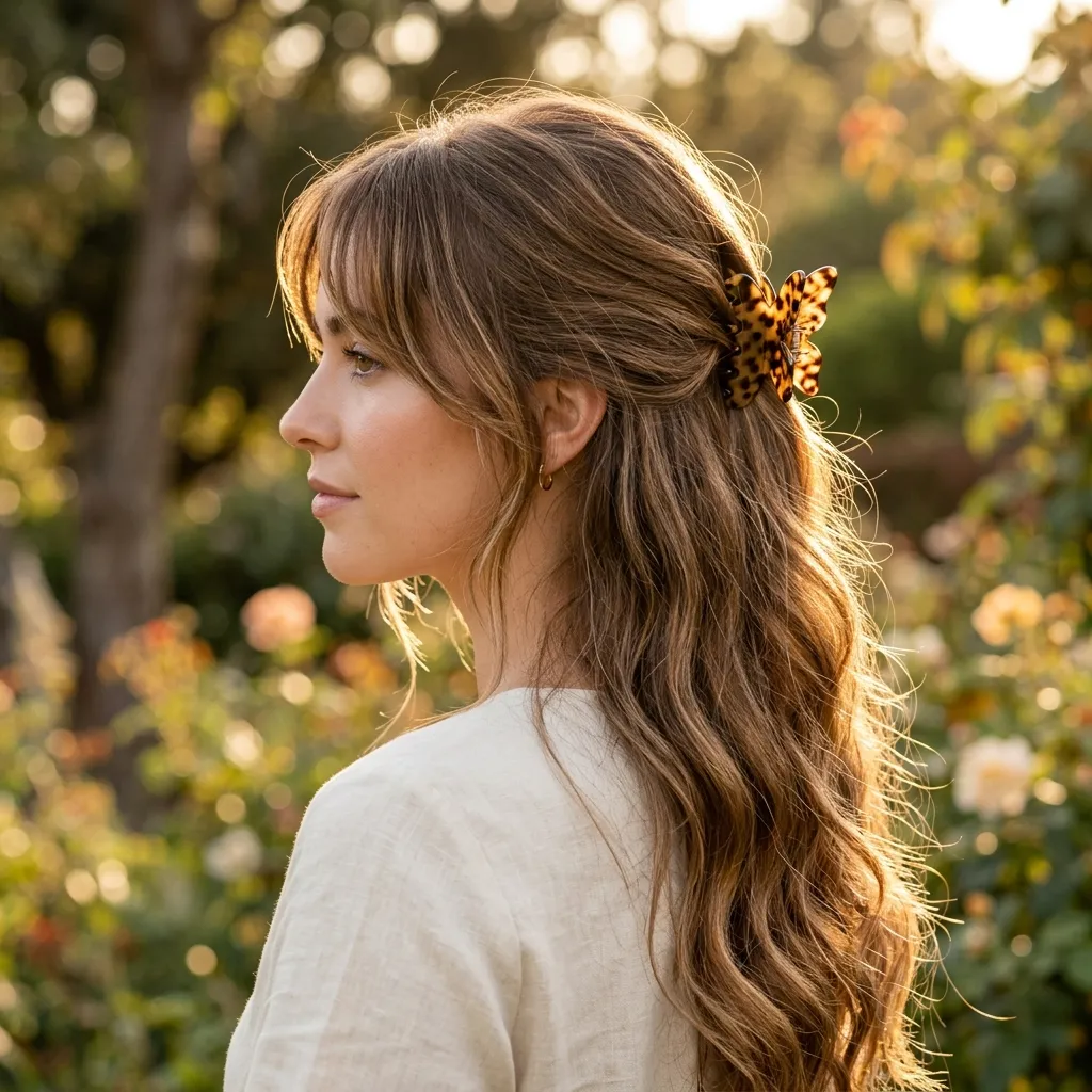 3. Butterfly Clip Half-Up Styling