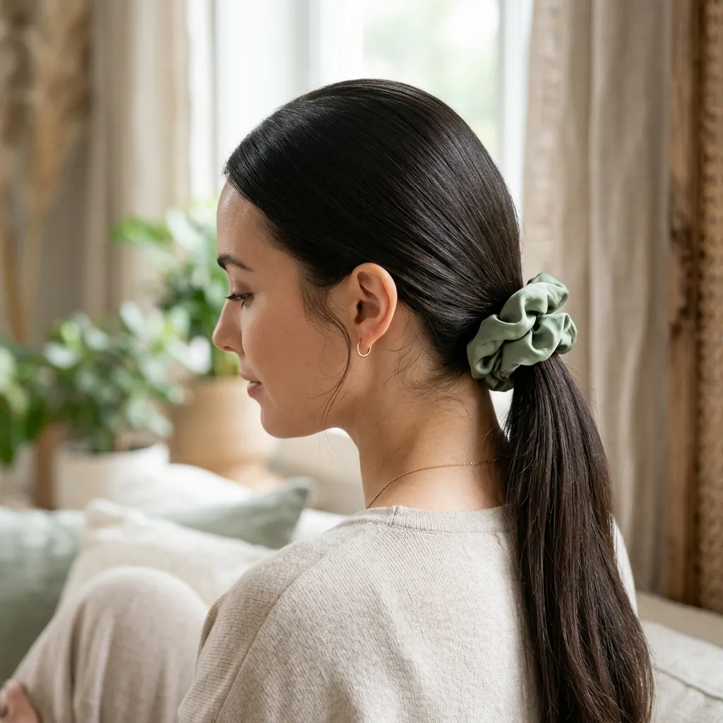 3. Low Ponytail with Silk Scrunchie