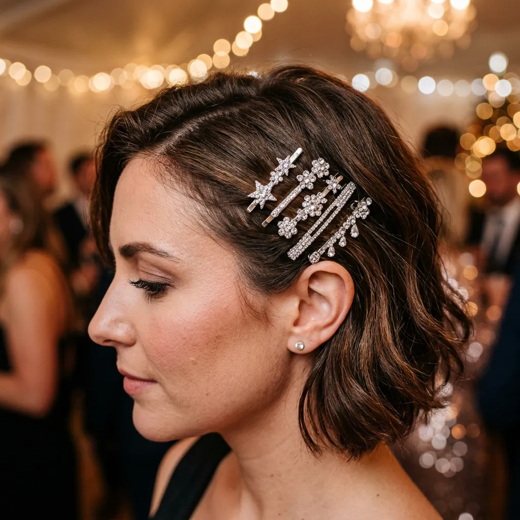 3. Rhinestone Clip Cluster at the Temple