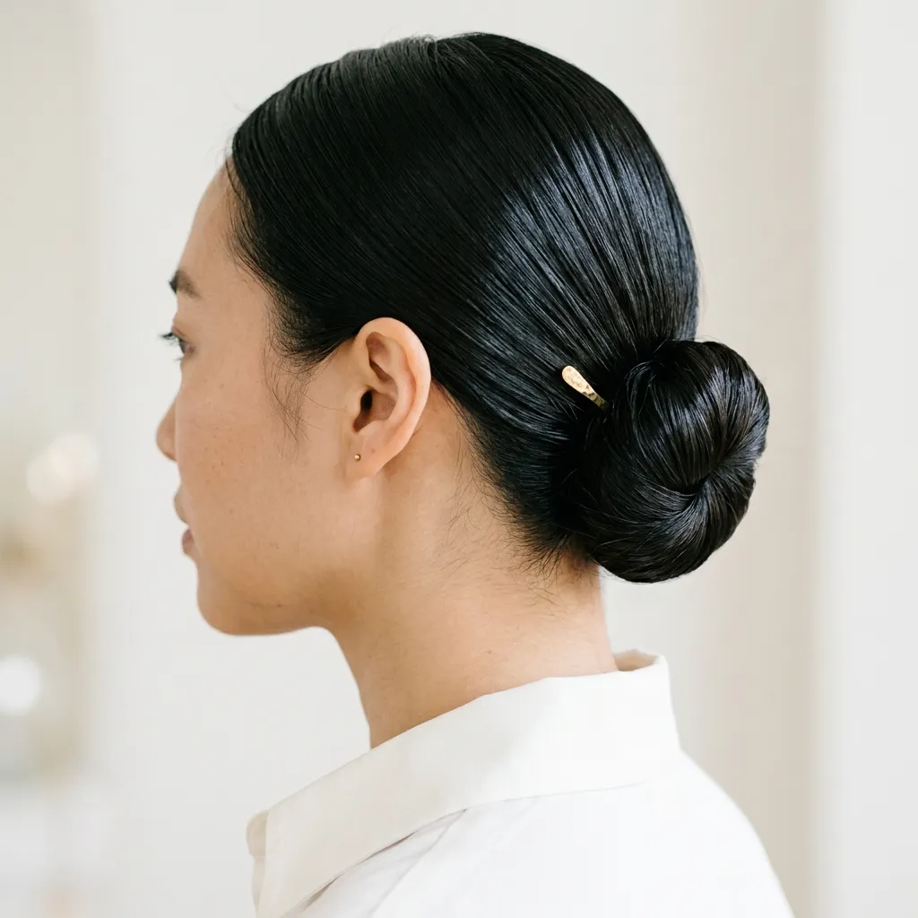 3. Sleek Low Bun with Gel Finish