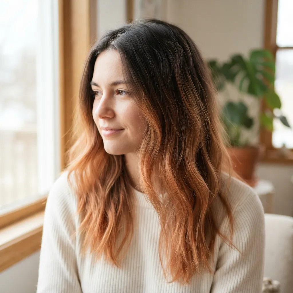30. Grown-Out Copper Balayage That Still Looks Intentional