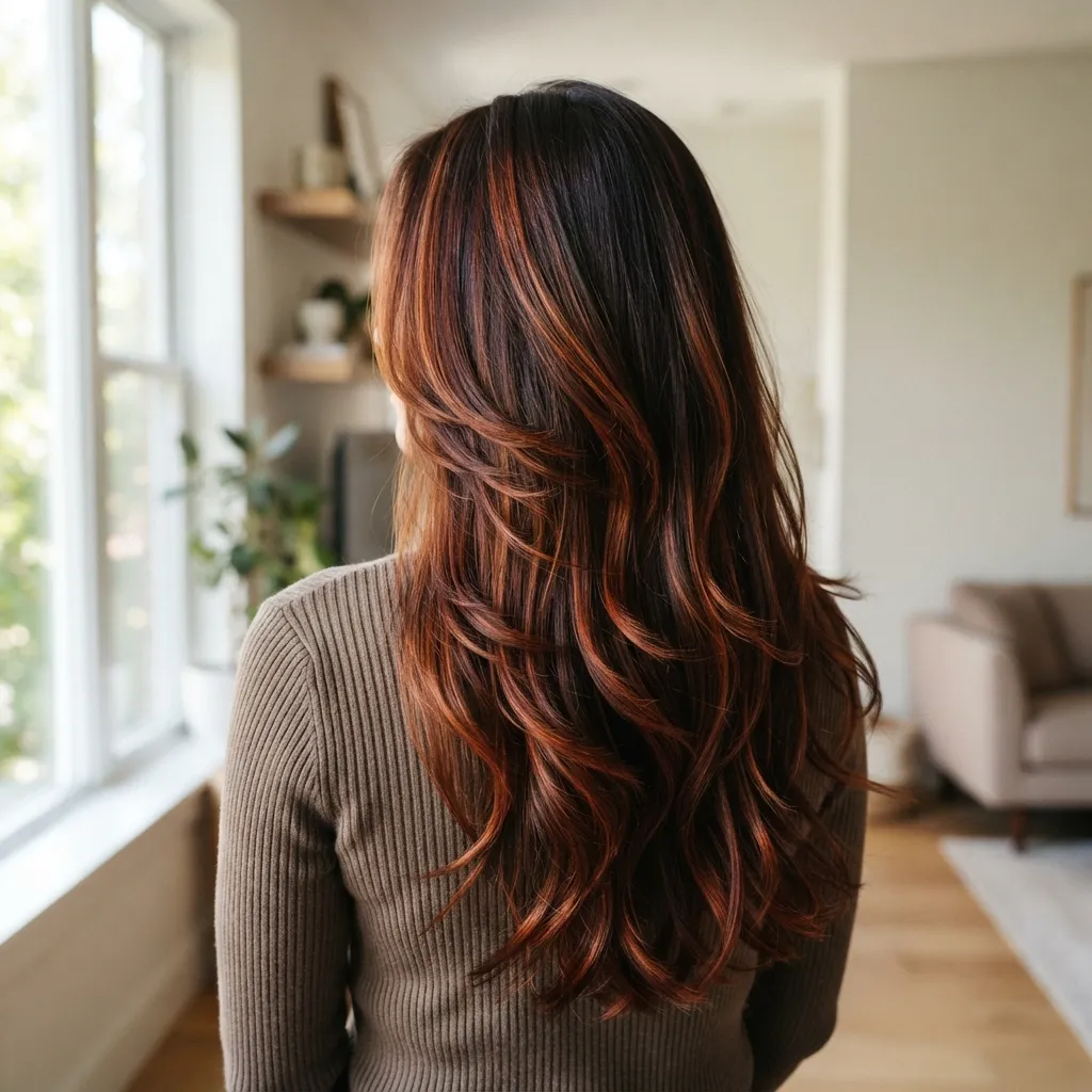 4. Copper Balayage on Long Layers
