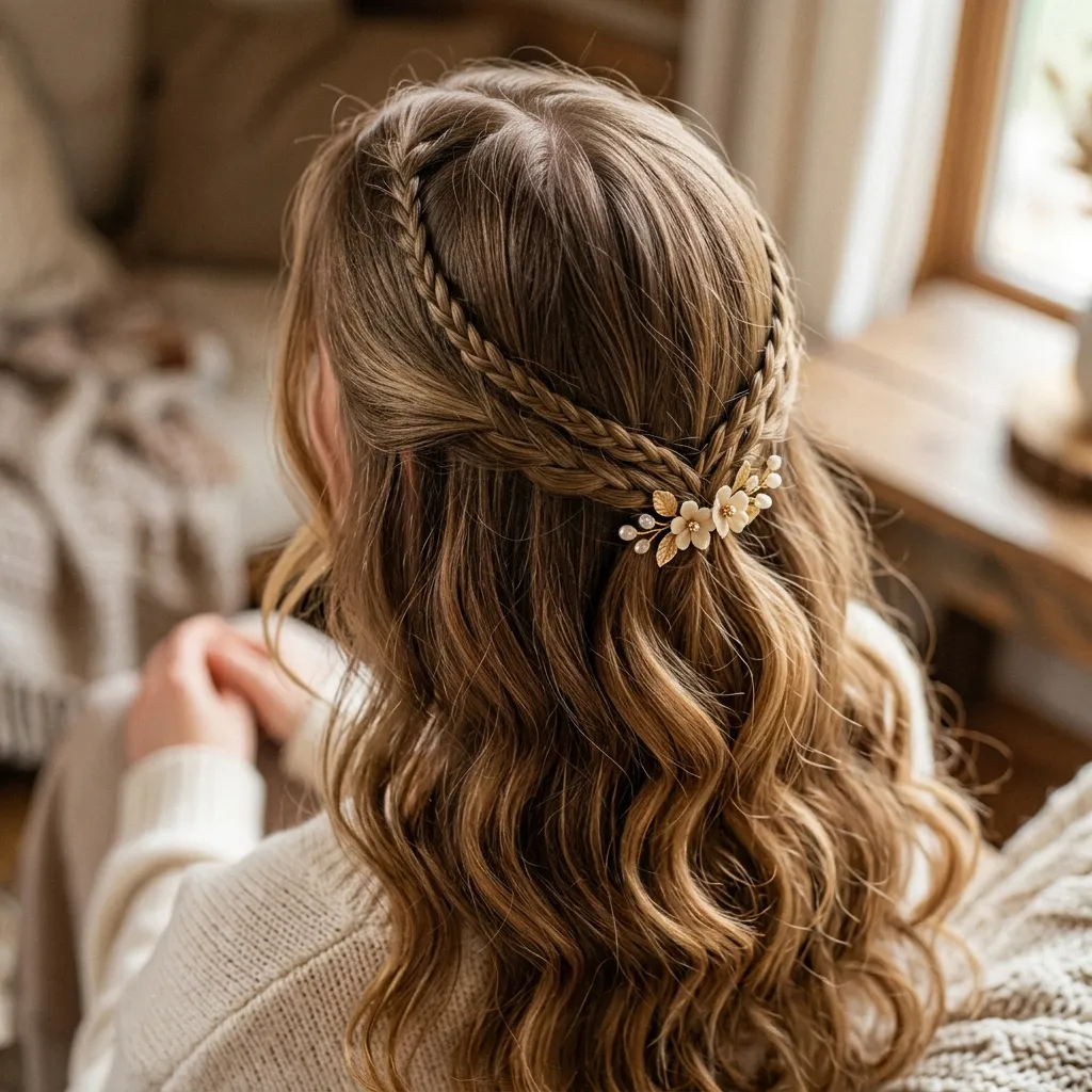 4. Half-Up Braided Crown