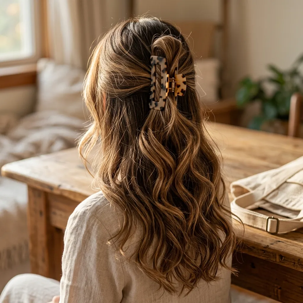 4. Half-Up Claw Clip Style
