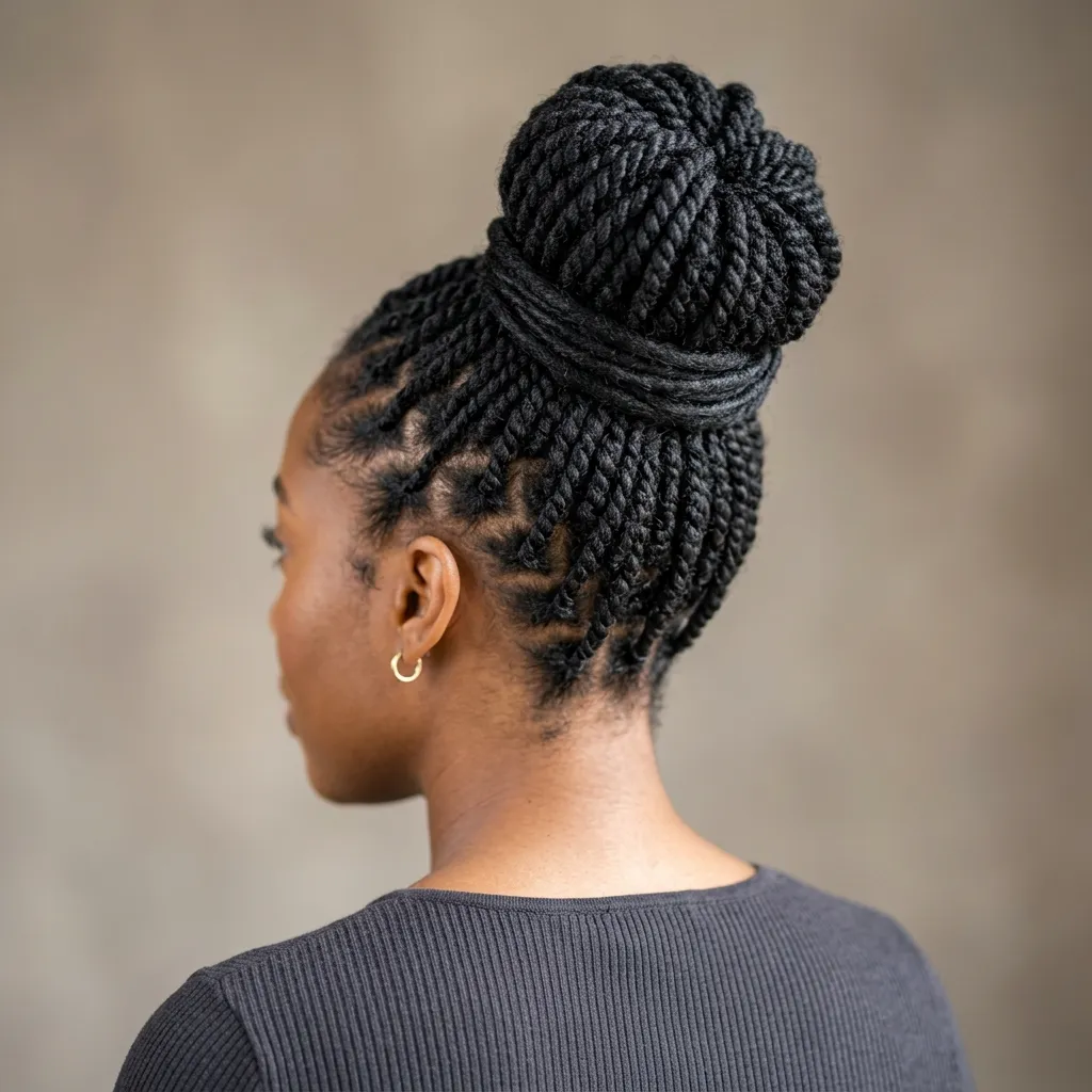 4. High Bun with Wrapped Base