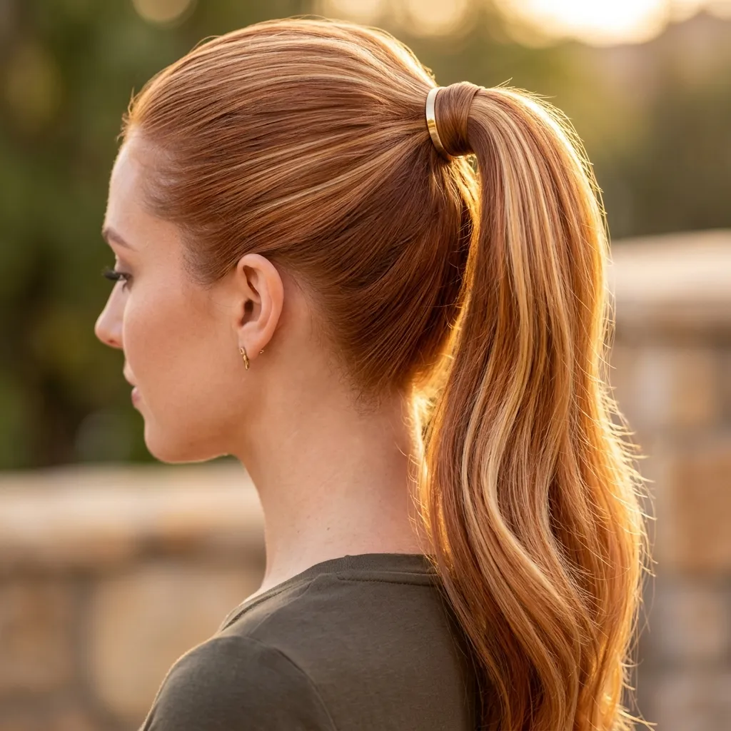 4. High Ponytail Showcasing Balayage Dimension