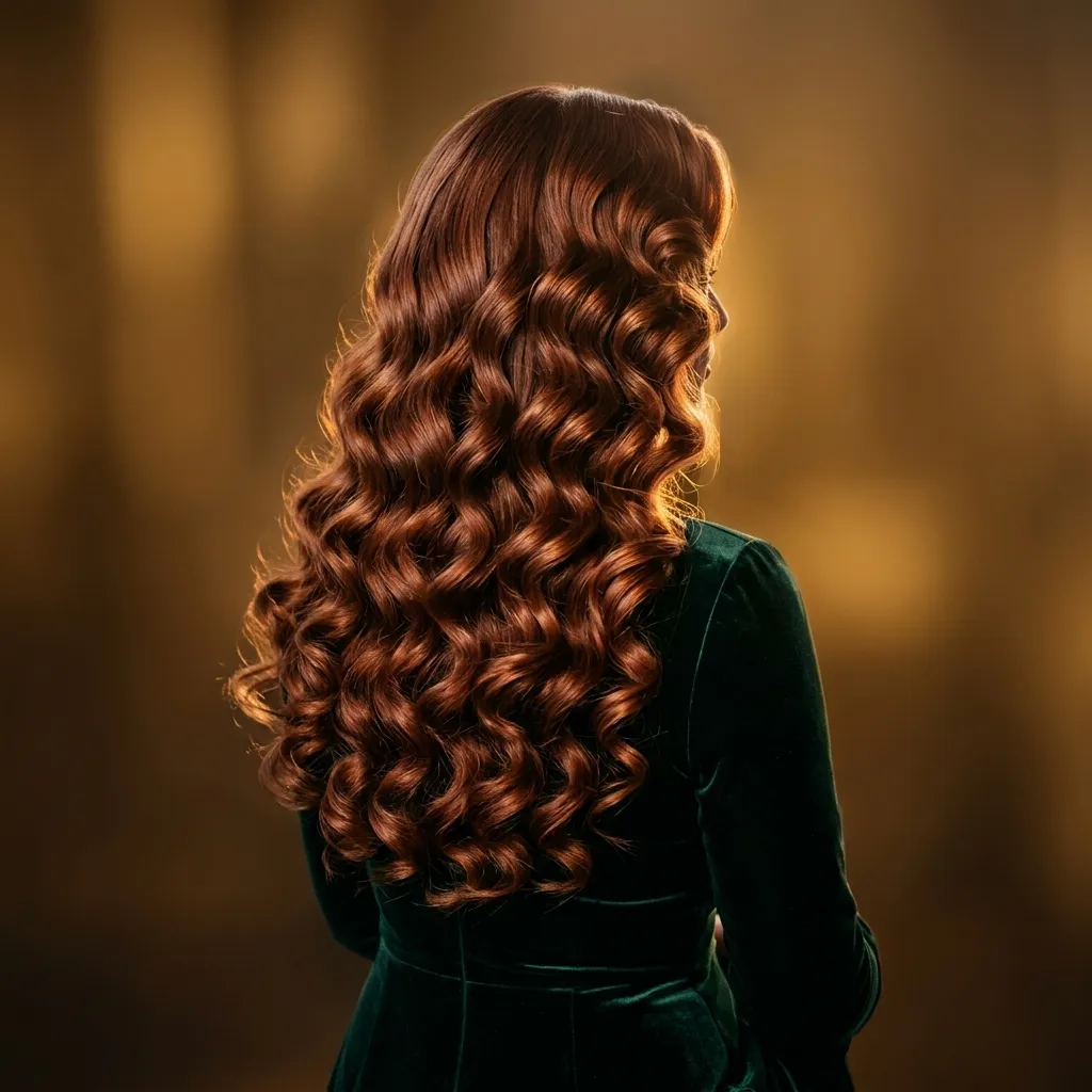 4. Long Cascading Curls with Old Hollywood Length