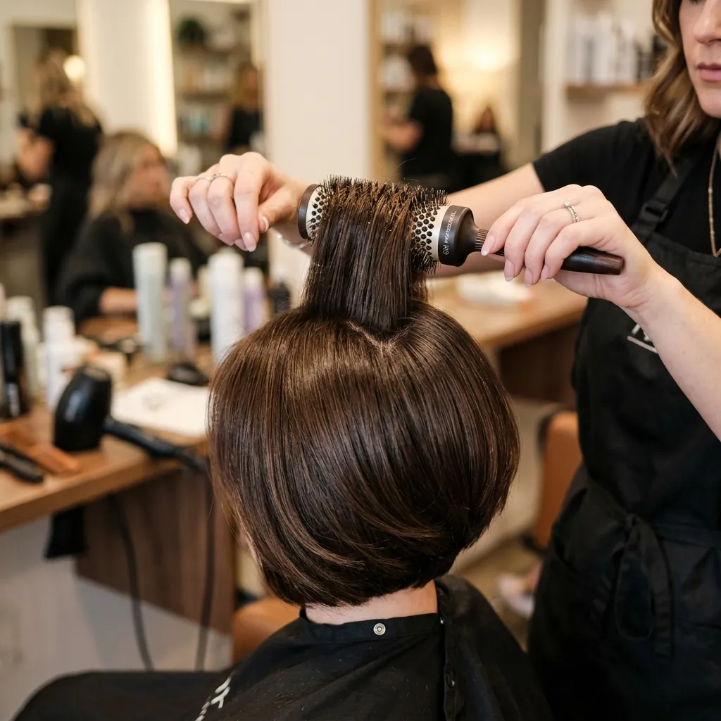 4. Round Brush Blowout for Crown Volume
