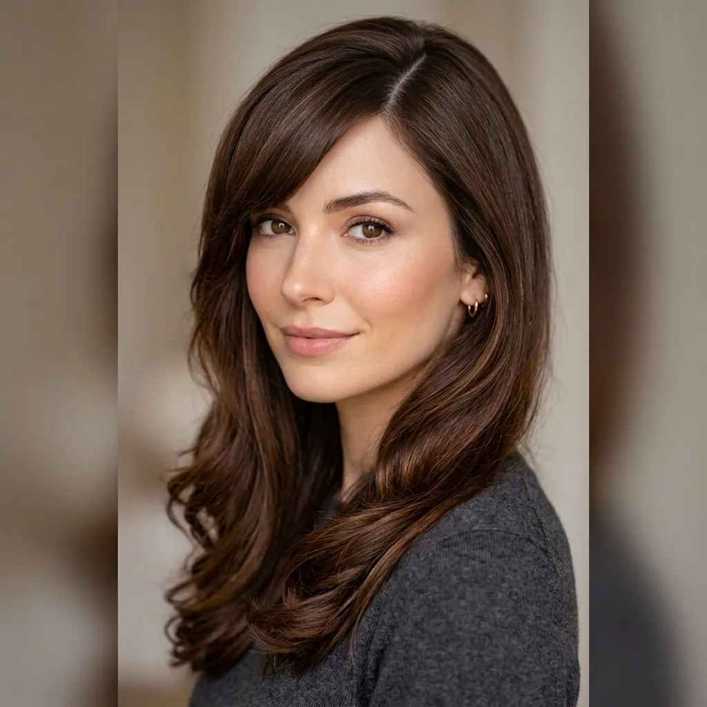 4. Side-Swept Bangs with a Deep Side Part Layout Idea