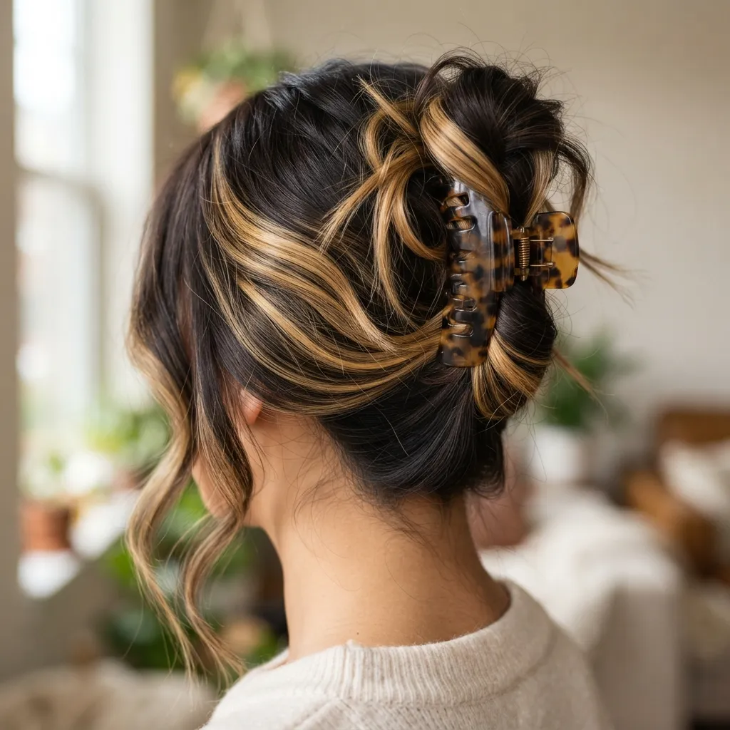 5. Claw Clip Peekaboo Styling