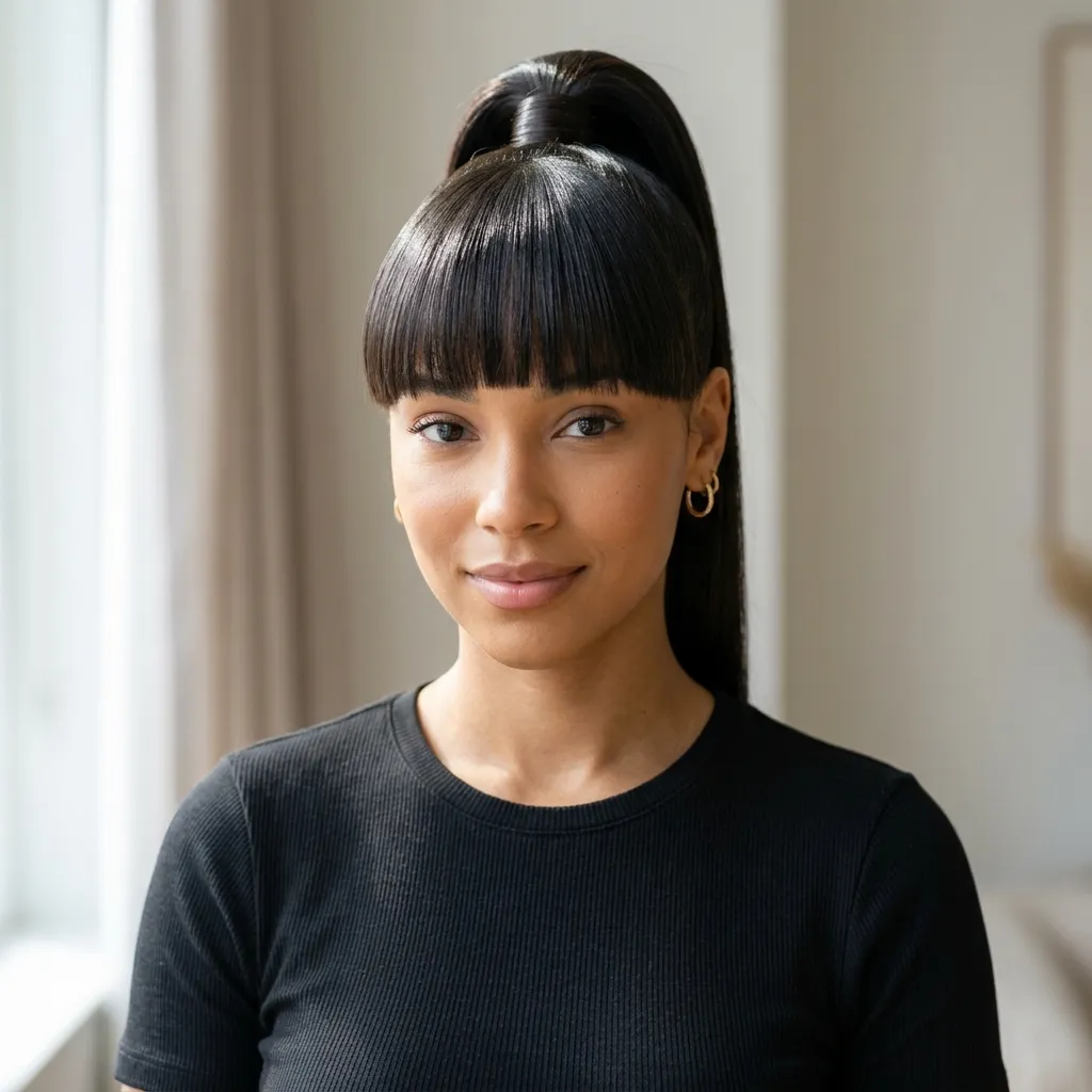 5. Glossy Silk-Press Finish Weave Ponytail