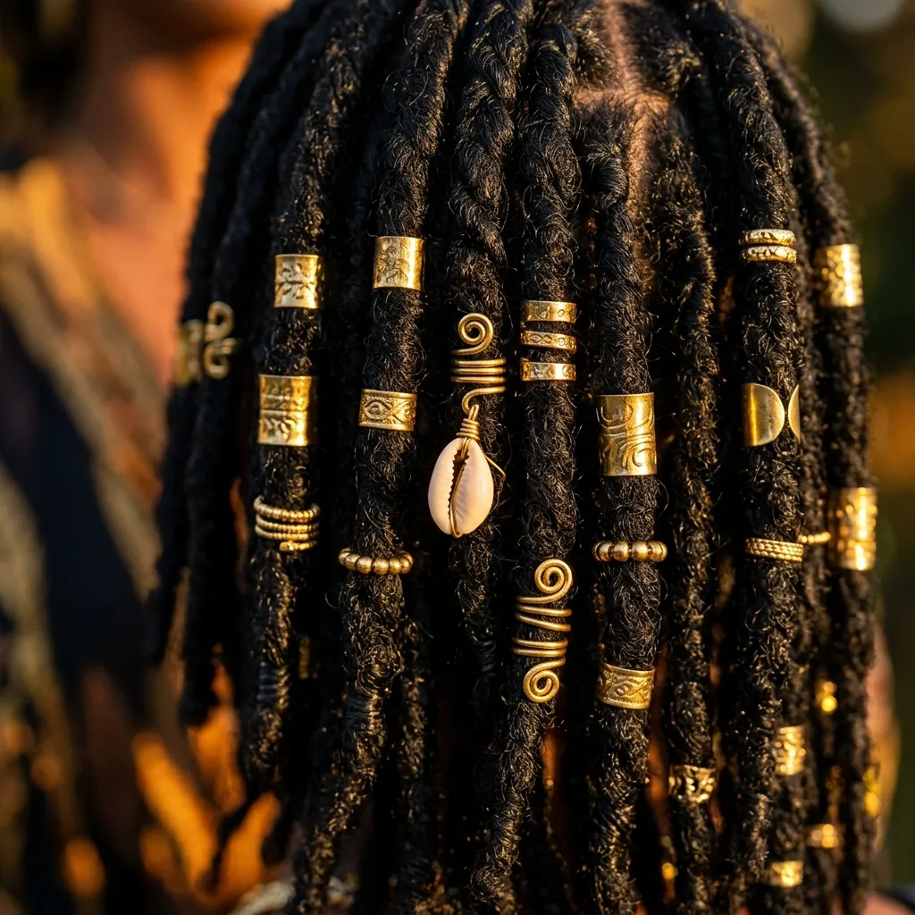 5. Gold Cuff-Adorned Invisible Locs