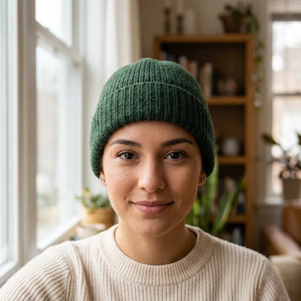 5. High Bun Under a Fitted Beanie
