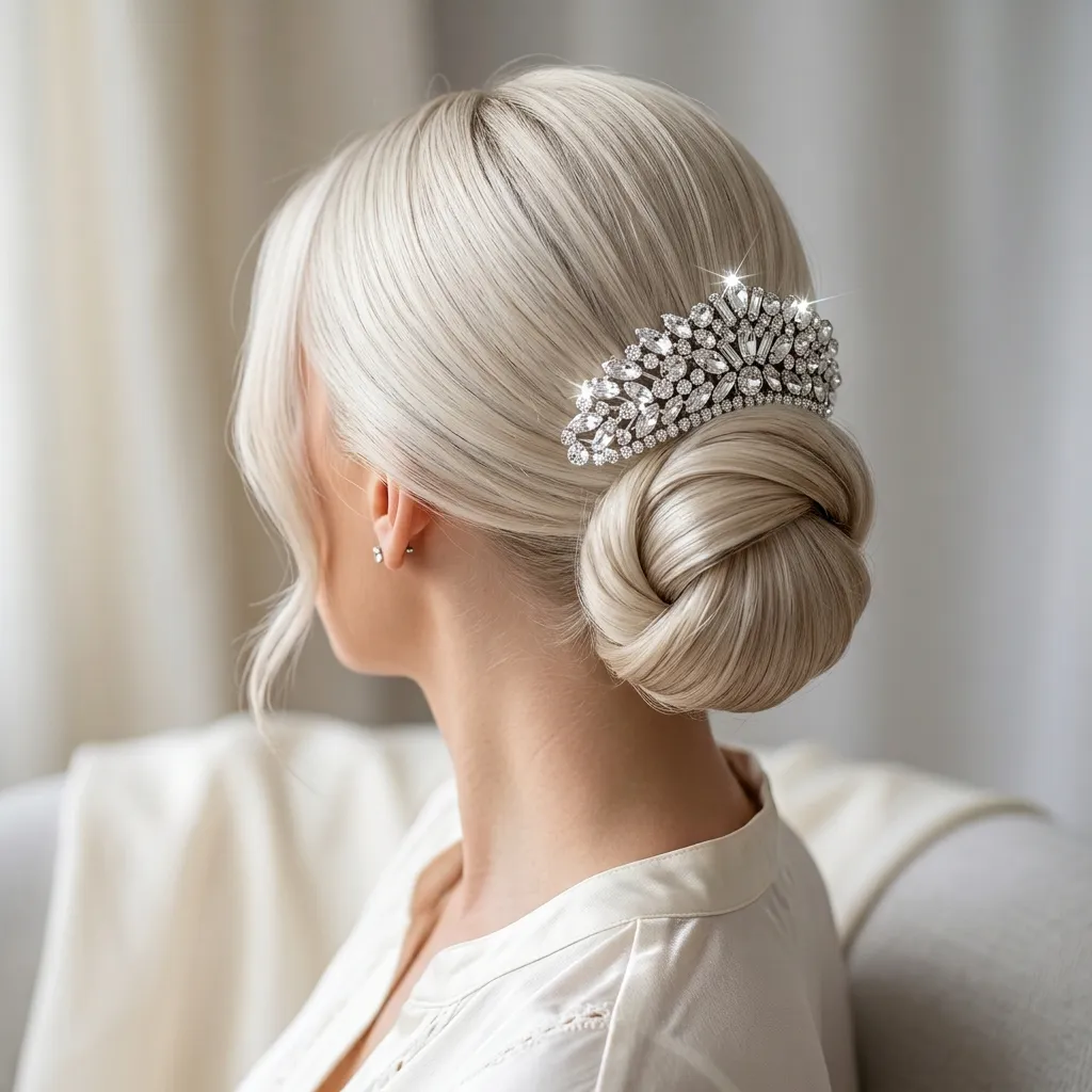 5. Rhinestone Tiara Comb Updo 
