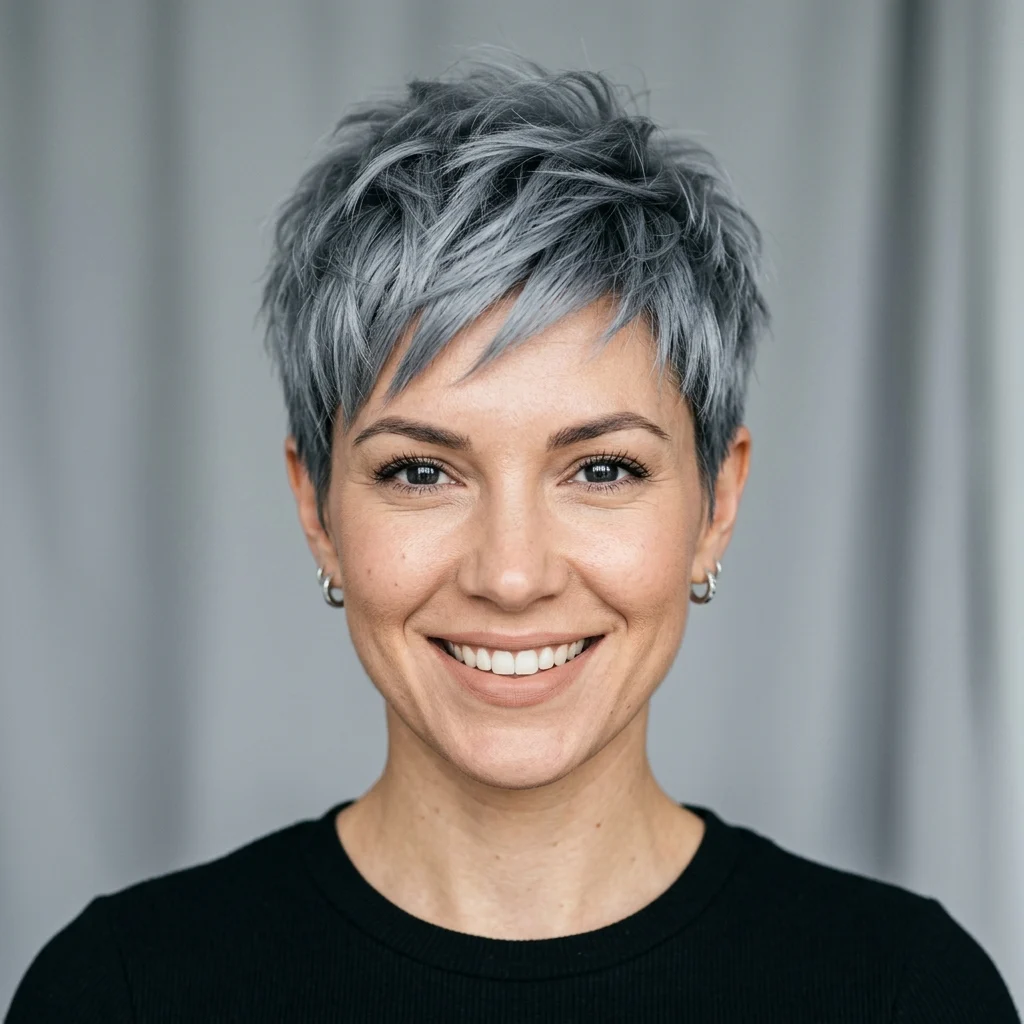 5. Steel Gray Pixie Cut