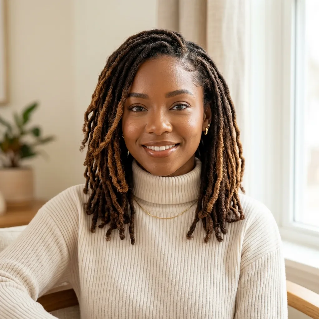 6. Chocolate Brown Balayage Invisible Locs