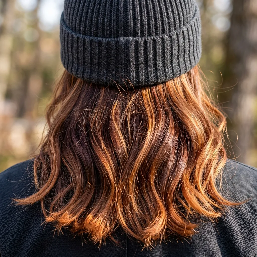 6. Copper Balayage Peeking at the Nape