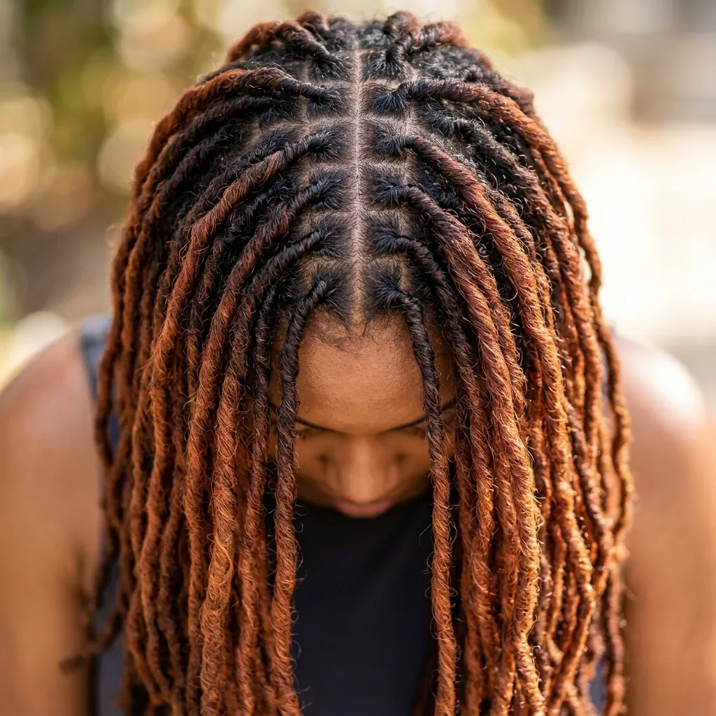 6. Copper Balayage on Middle Part Locs
