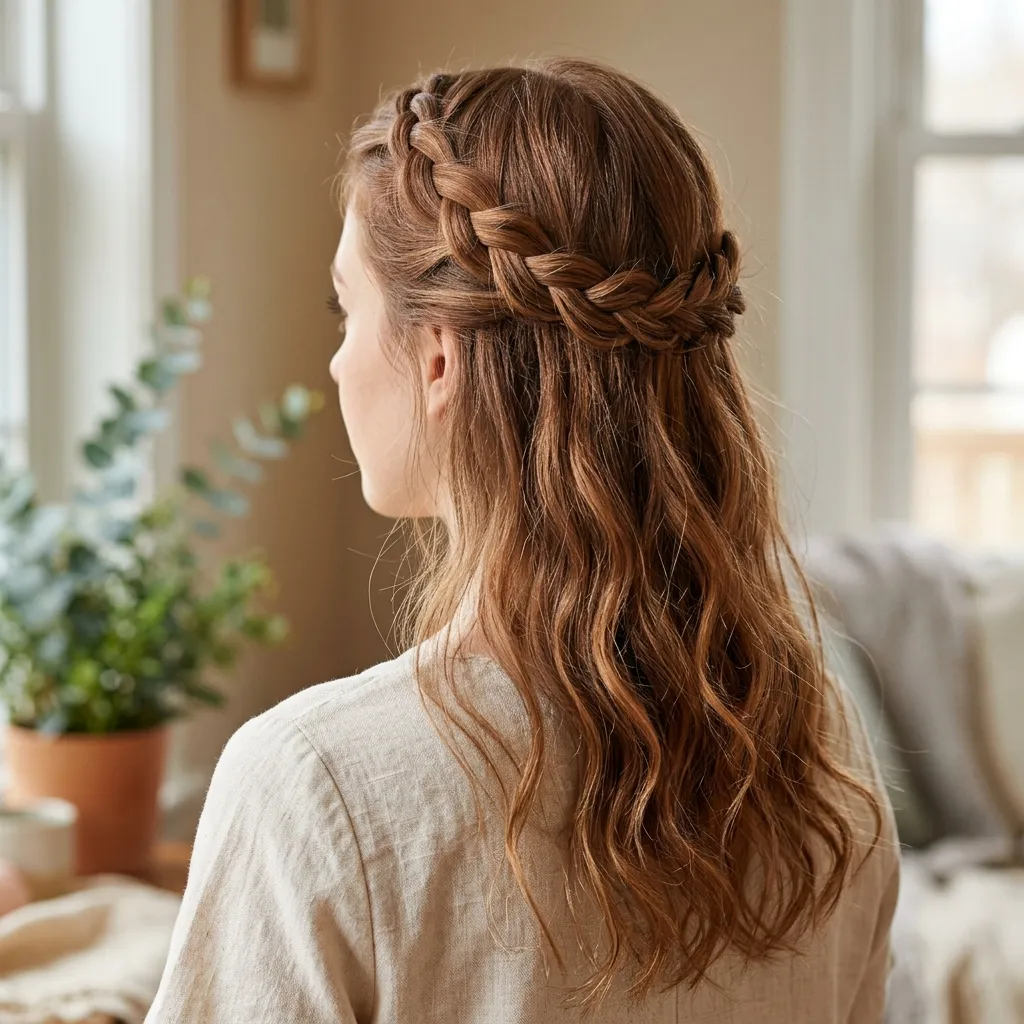6. Half-Up Braided Crown