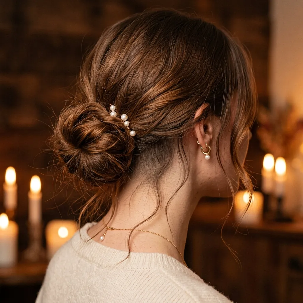 6. Low, Loose Bun That Frames the Undercut