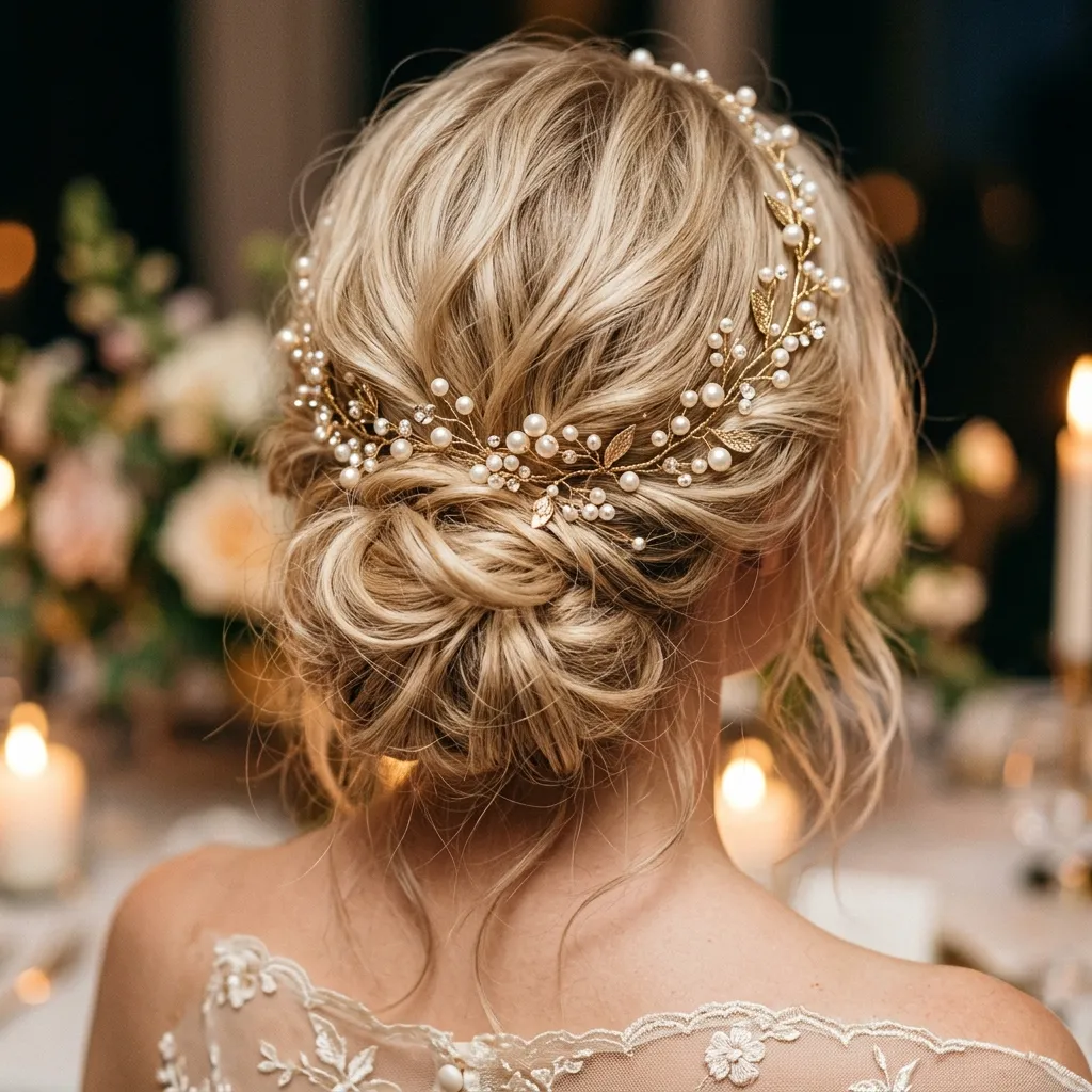 6. Pearl-Studded Hair Vine Halo