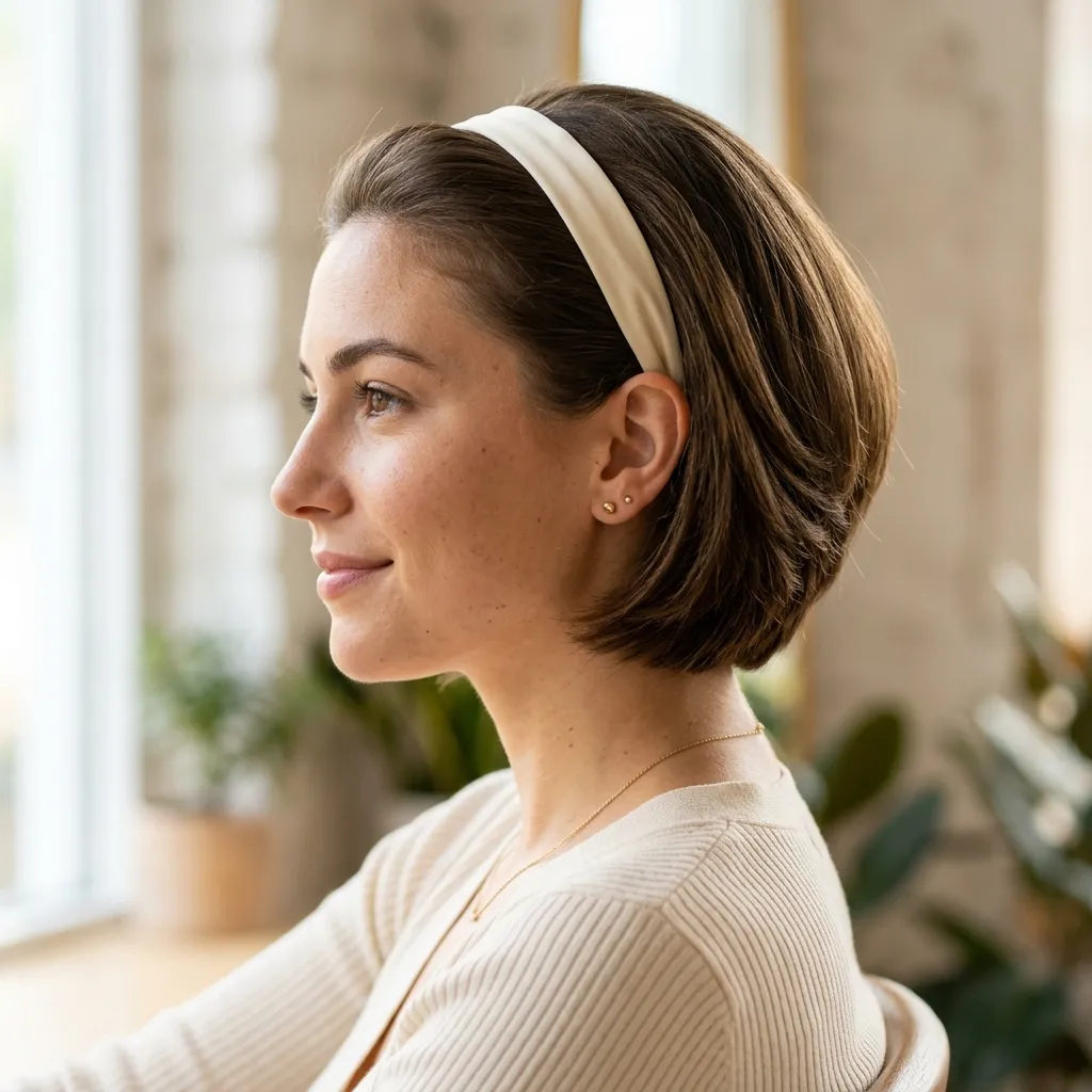 6. Stacked Bob Styled with a Silk Headband
