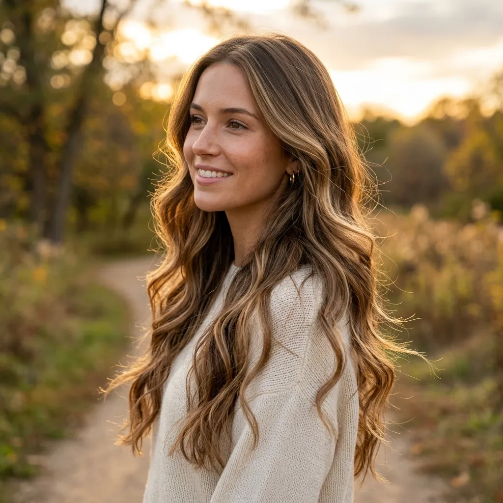 6. Sun-Kissed Balayage Following the Part