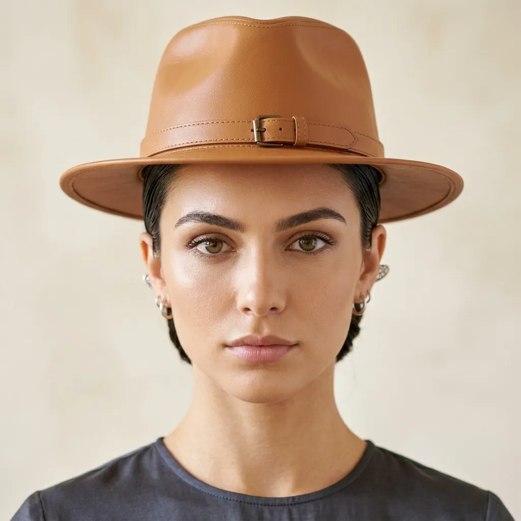 6. The Slicked-Back Bun Under a Leather Panama