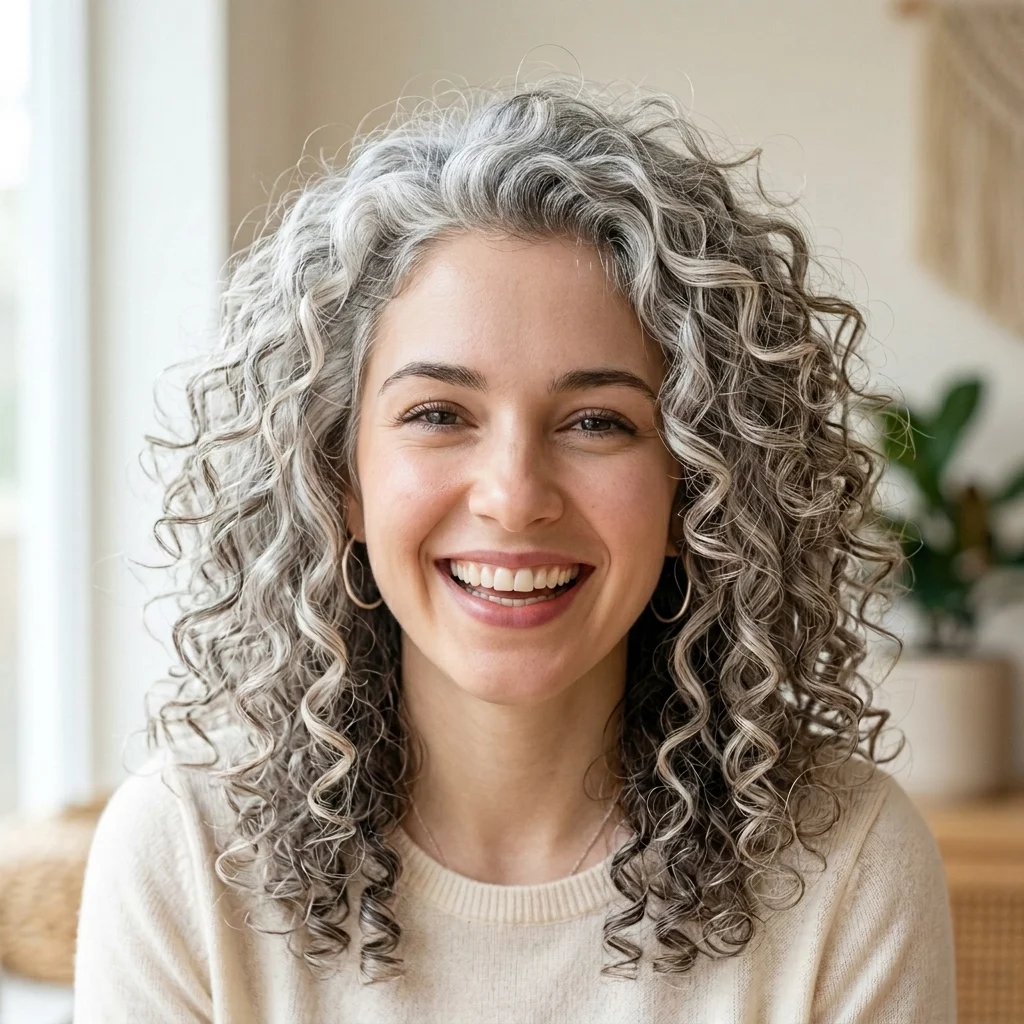 7. Curly Natural Gray Hair
