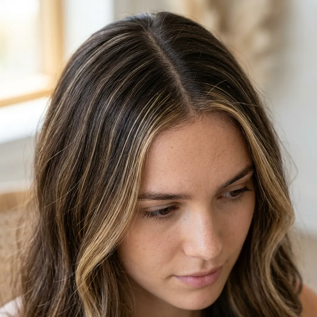 7. Fine Foil Babylights Woven into Honey Blonde Balayage