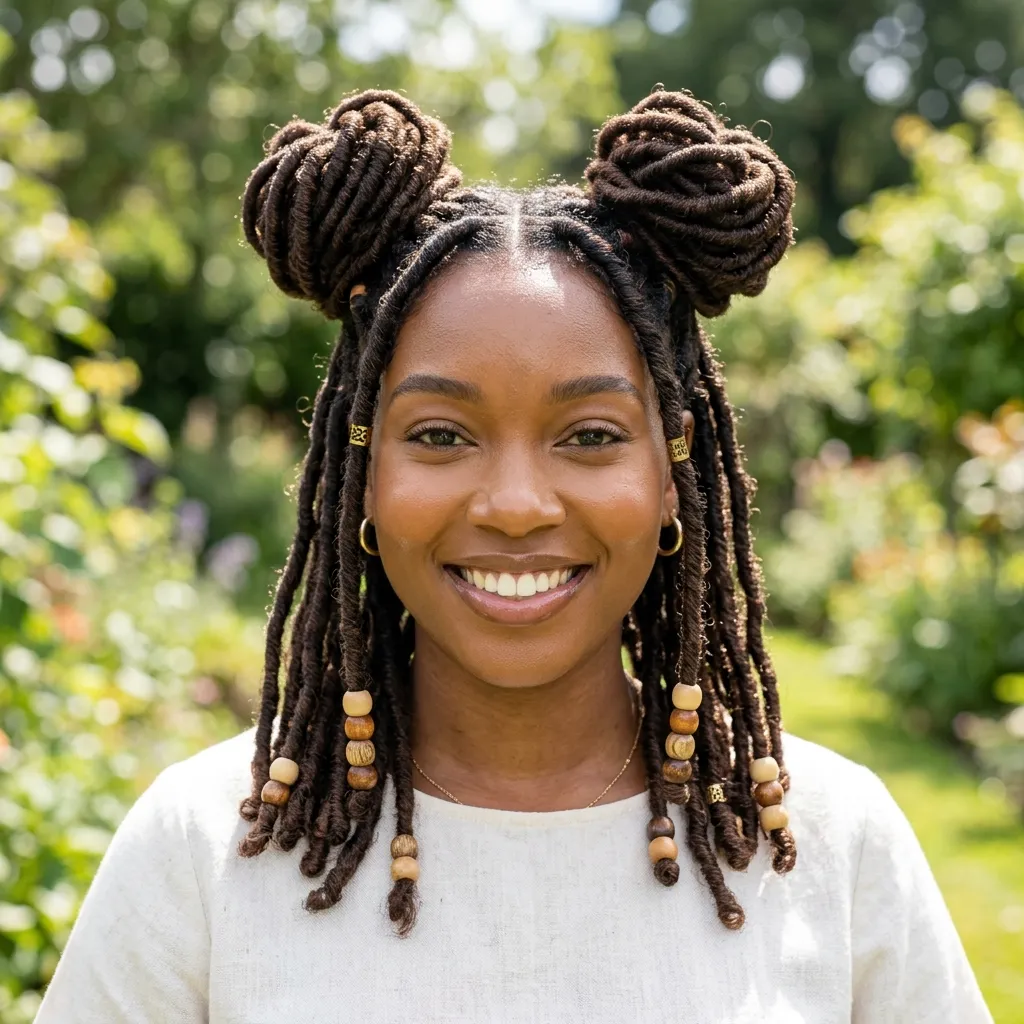7. Fulani Braids with Gold Cuffs and a Center Cornrow