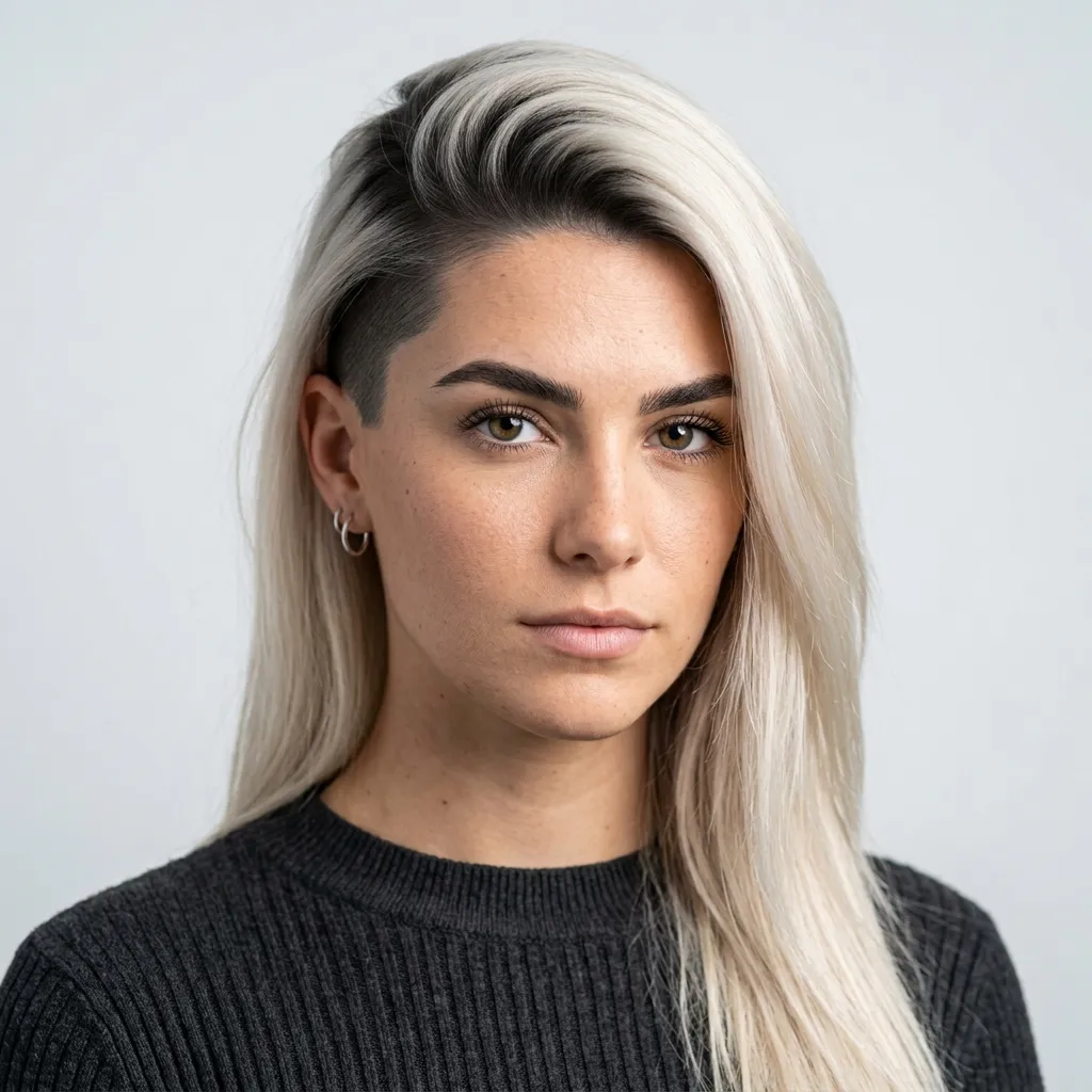 7. Matte Charcoal Root Shadow Under Platinum Blonde Lengths