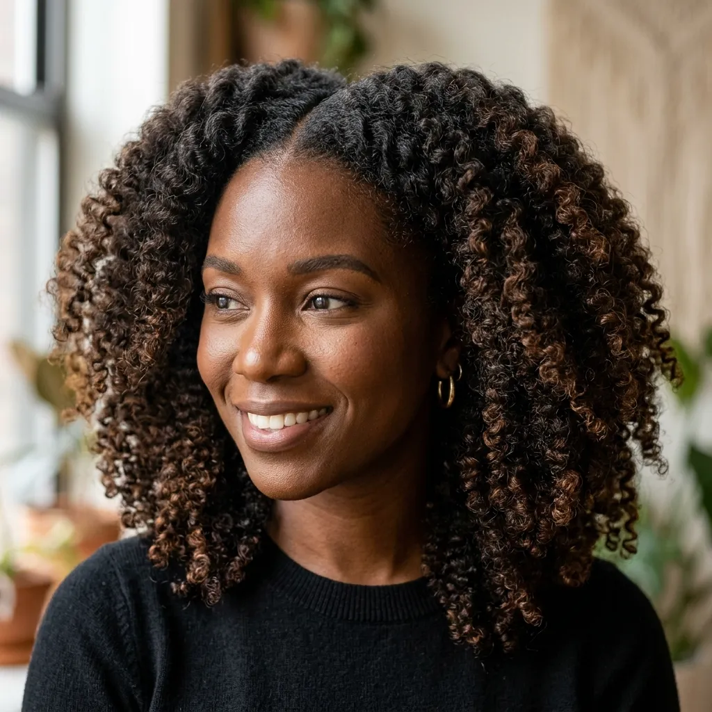 7. Middle Part Bantu Knot-Out Curls