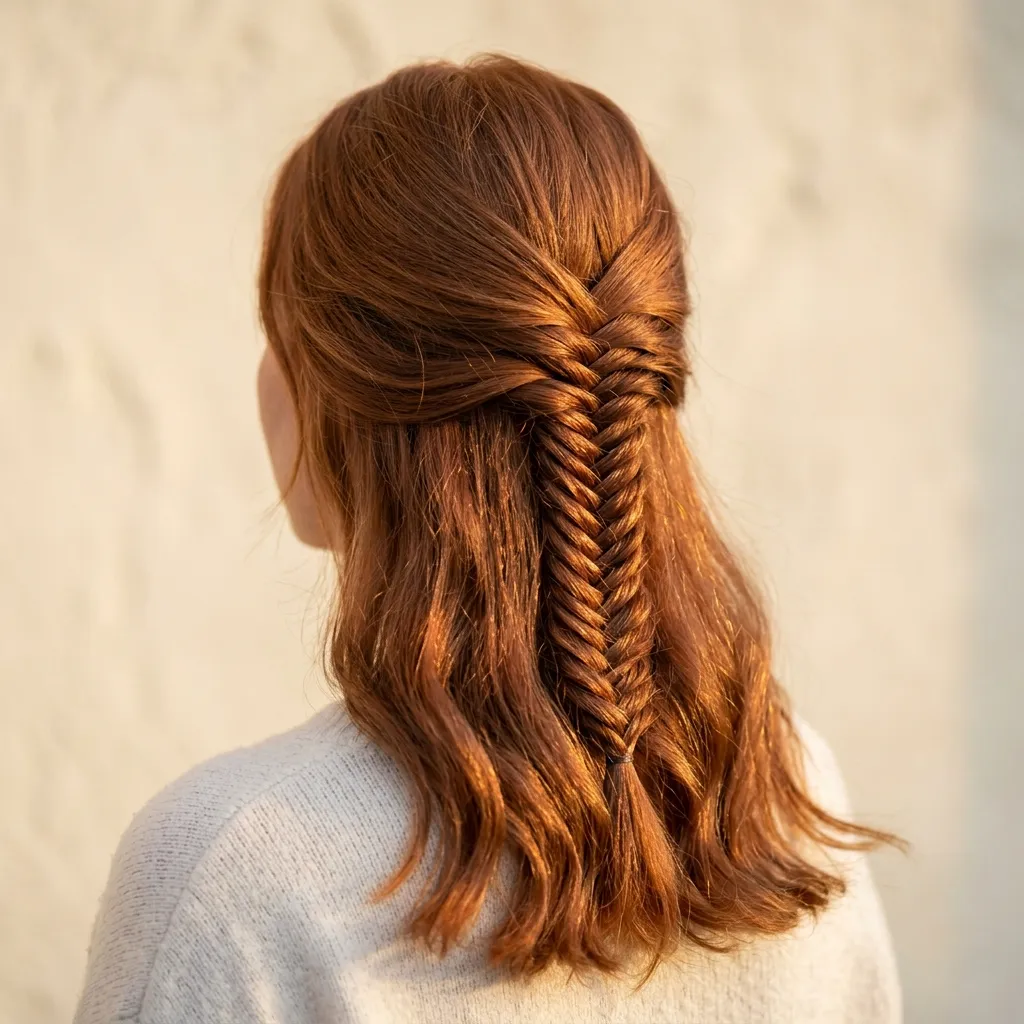 8. Copper-Toned Fishtail Braid