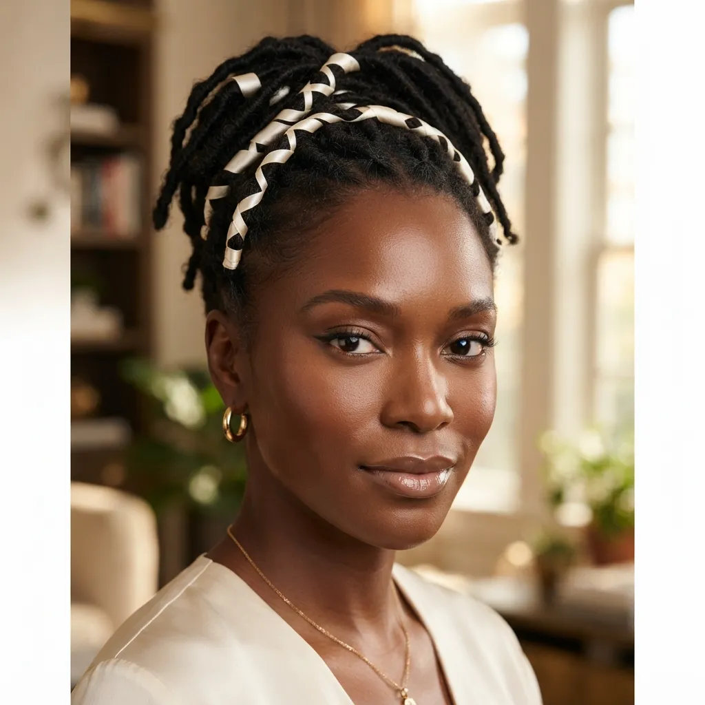 8. Silk Ribbon Loc Wraps for a Polished Look