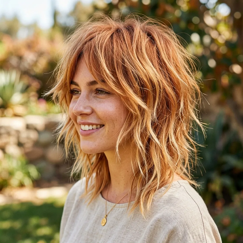8. Strawberry Blonde Shag Cut