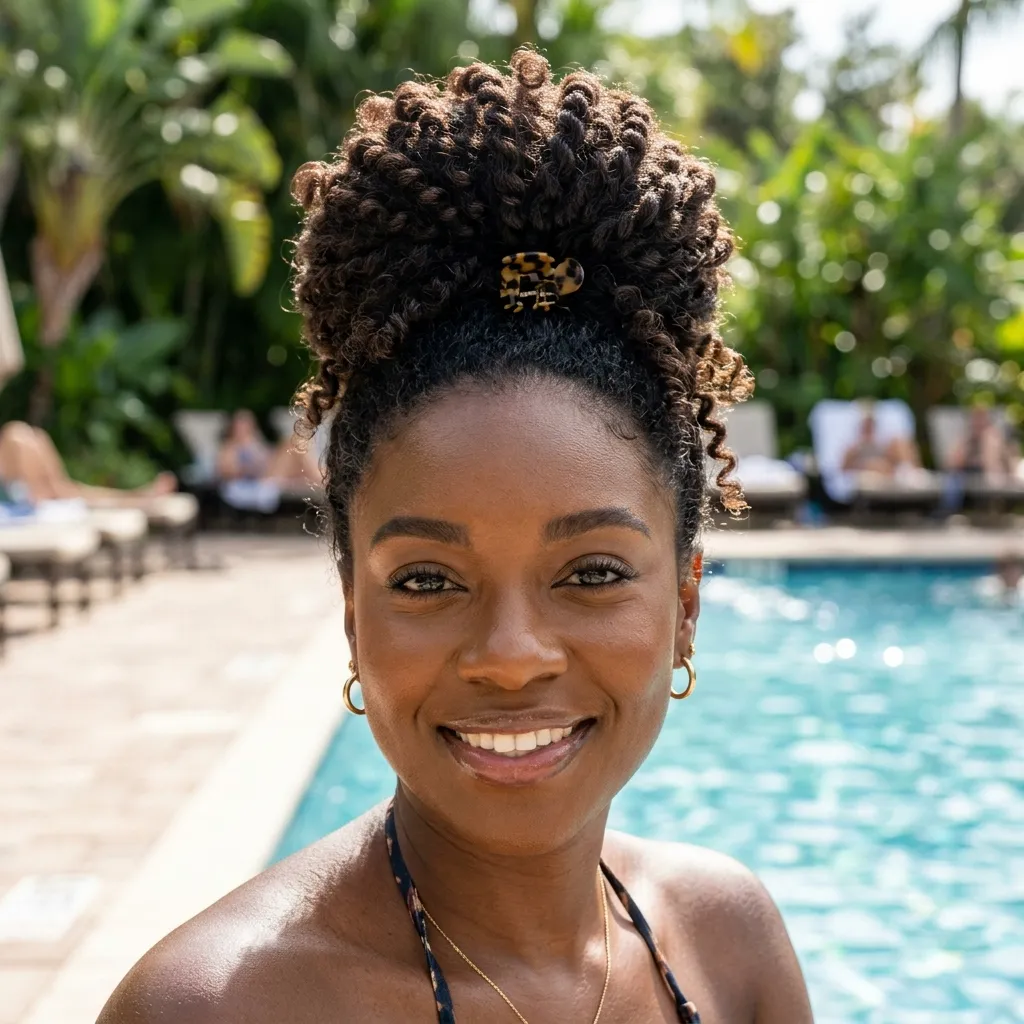 8. Twist-Out Updo for Repeated Pool Days