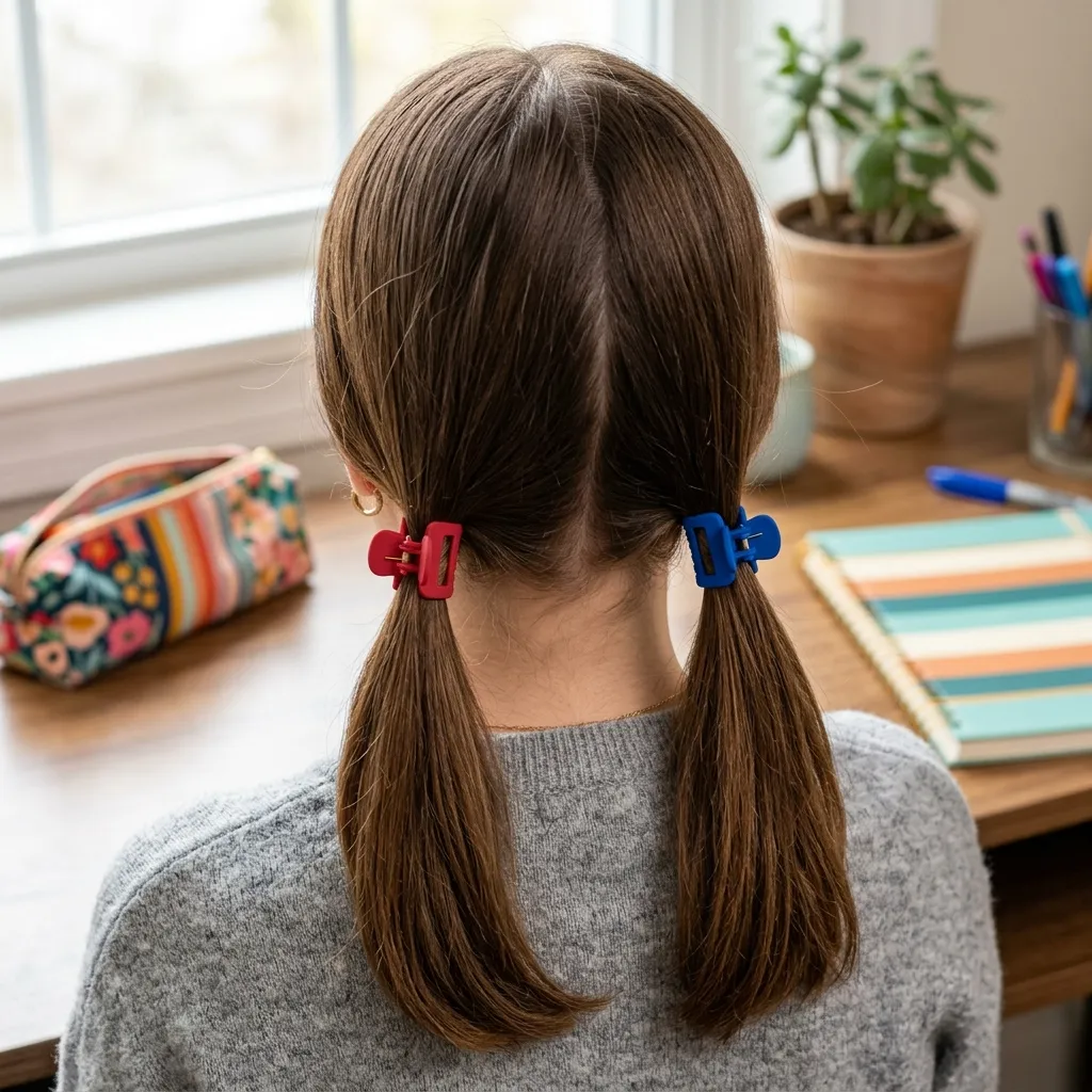 8. Two-Tone Hair Clip Pigtails