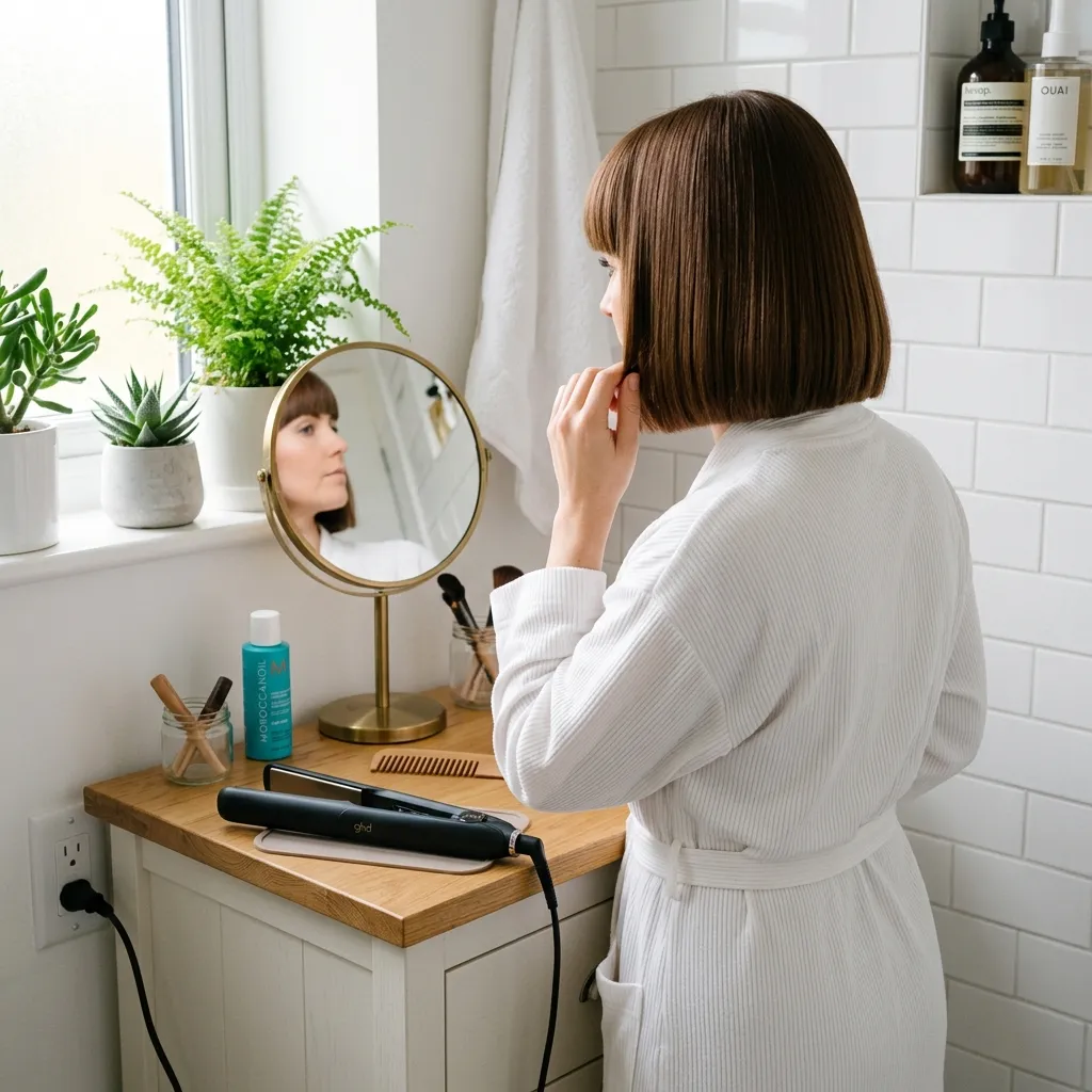 9. Blunt Bob with Bangs Built for a Five-Minute Routine