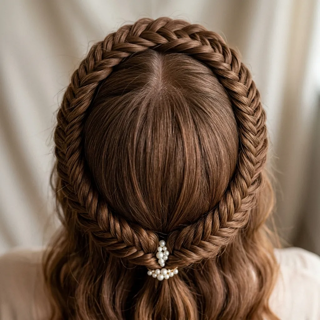 9. Crown-Wrapped Fishtail Half-Up