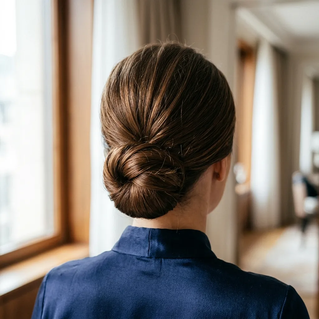 9. Low Textured Bun with a Backcombed Crown