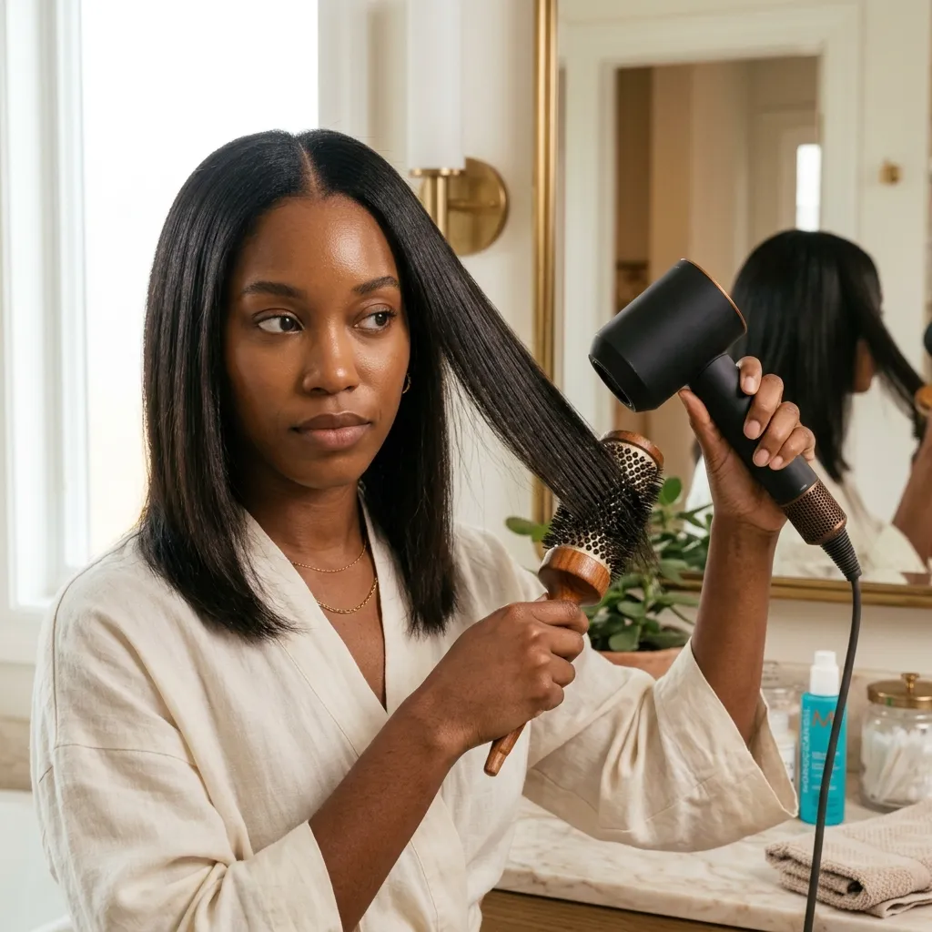 9. Middle Part Blowout with Round Brush