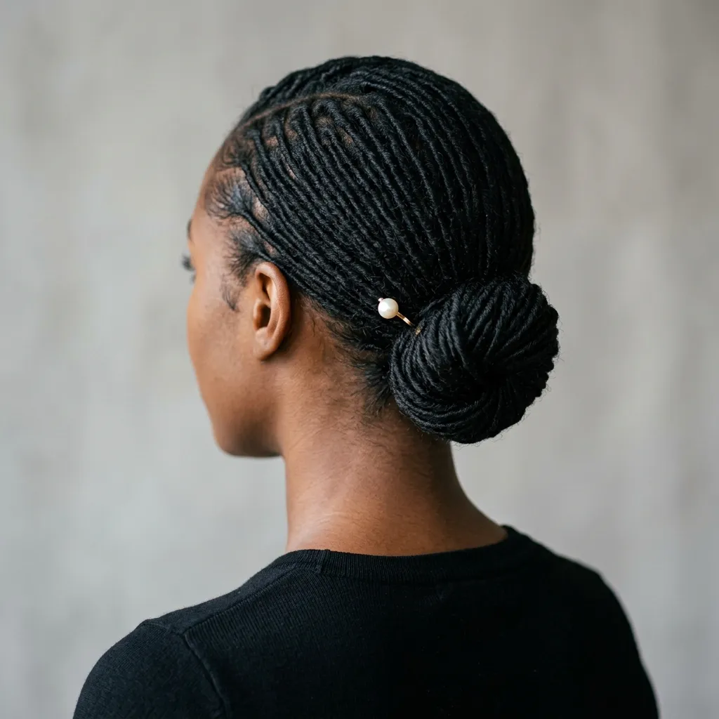 9. Sleek Low Bun Invisible Locs