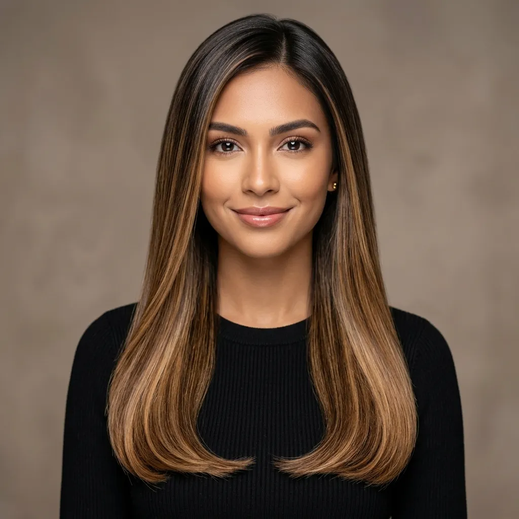 9. Sleek Straight Blowout Styling for Balayage