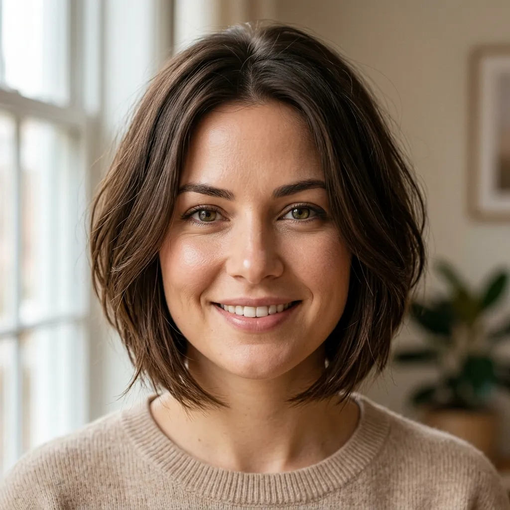 9. Stacked Bob for Round Face Shapes