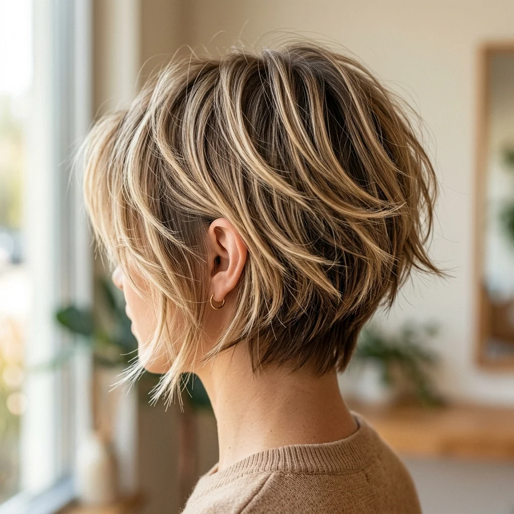 1. Bronde Balayage Feathered Wedge