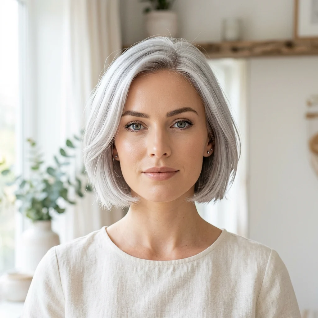 1. Classic French Bob in Cool Silver (COLOR)
